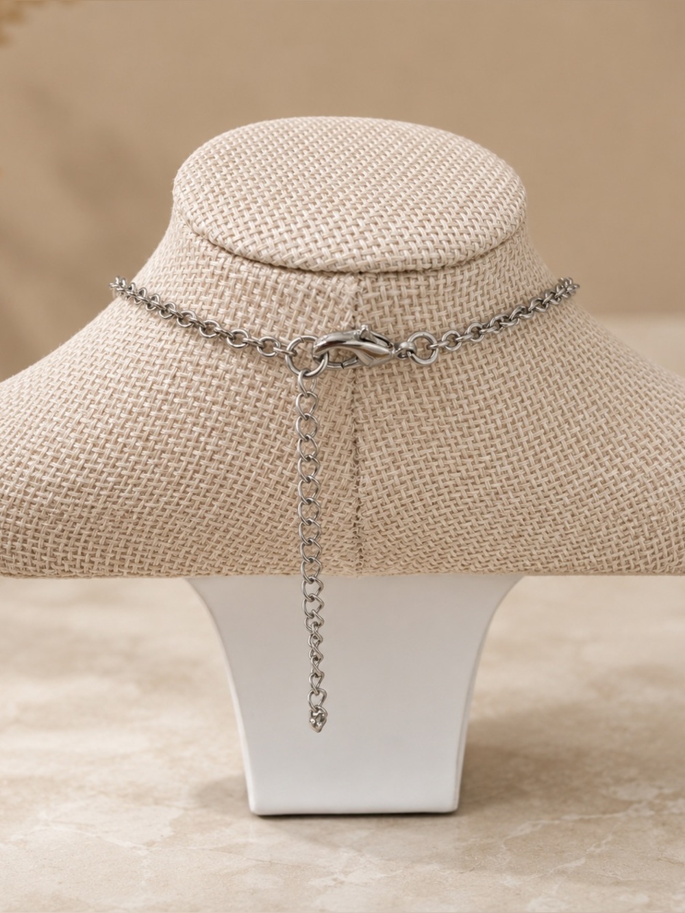 Silver Tone Geometric Disc Statement Necklace Modern Layering Jewelry Adjustable - Picture 4 of 5